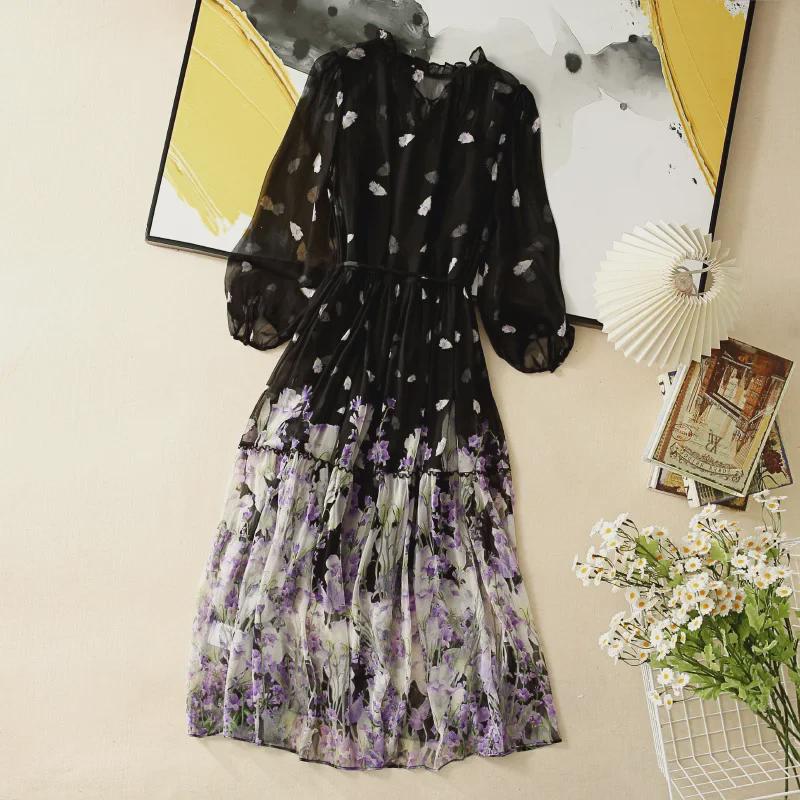 Spring/Summer 2024 Mulberry Silk Floral Dress - Temperamental Socialite Style