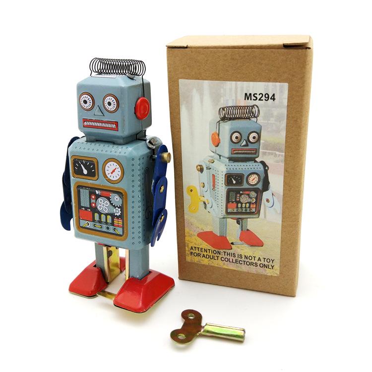 Retro Tinplate Worker Robot Ornament - Nostalgic Decor for Bars and Clothing Stores MS294