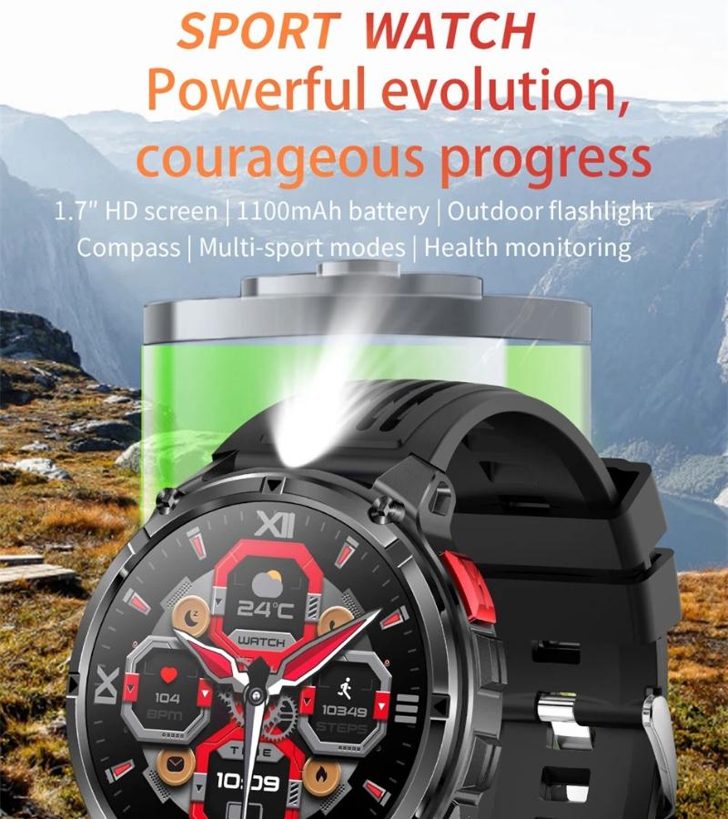 2026 Neue 1100 Ultra-Lange Akkulaufzeit Smartwatch Herren Militärisches GPS-Kompass Herzfrequenz Bluetooth-Anruf 10ATM Wasserdicht HD Smartwatch
