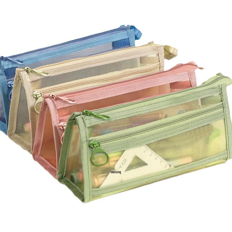 High-Capacity Transparent Mesh Pencil Case - Durable, Elegant & Ideal for Students