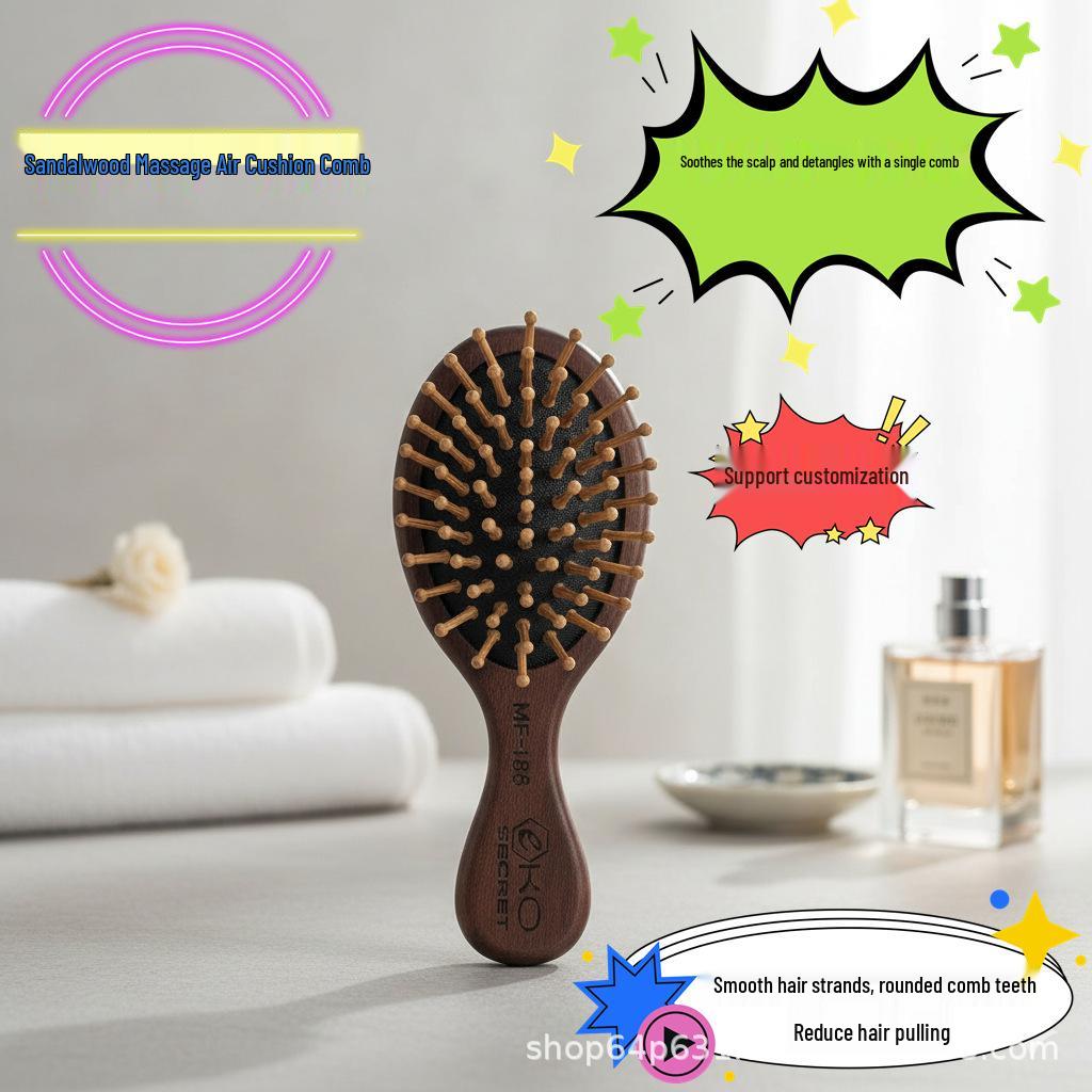 Xiuming Anti-static Sandalwood Scalp Massage Comb for Men & Women Selected Red Sandalwood Round Air Cushion Comb