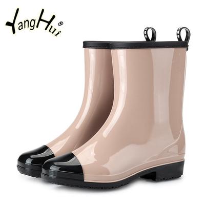 Waterproof Non-slip Wear-resistant Ankle Women's Rainboots Mixed Colors All-match Fashion Rain Shoes for Women 2024 New Spring