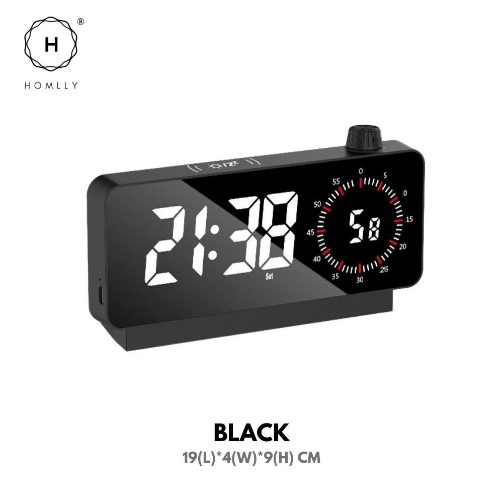 

Homlly Mirror LED Digital Alarm Clock Rechargeable Temperature Date Countdown Table Clock Night Mode Black