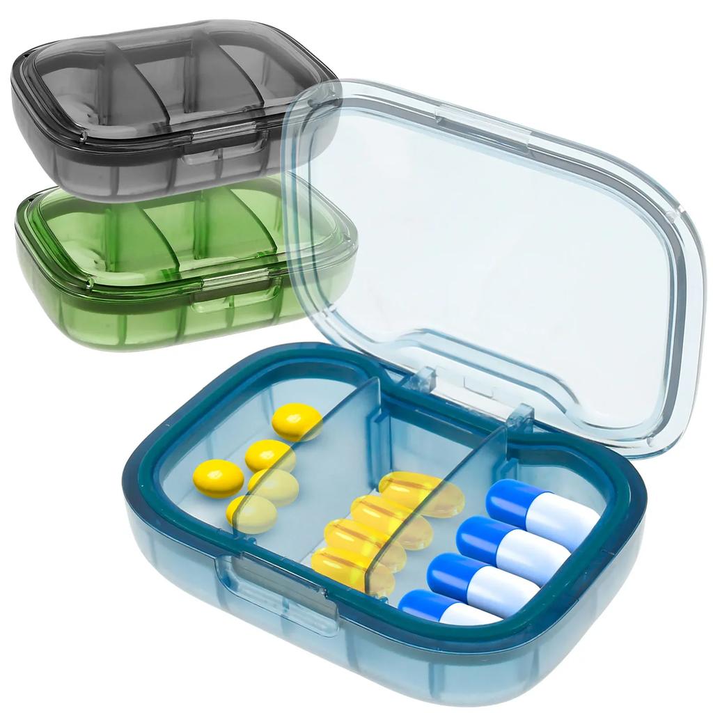 3Pcs 3 Compartment Pill Box Moisture Proof Pill Case Sealing Strip Fit 2-4 Days Travel Pill Organizer Travel Pill Container