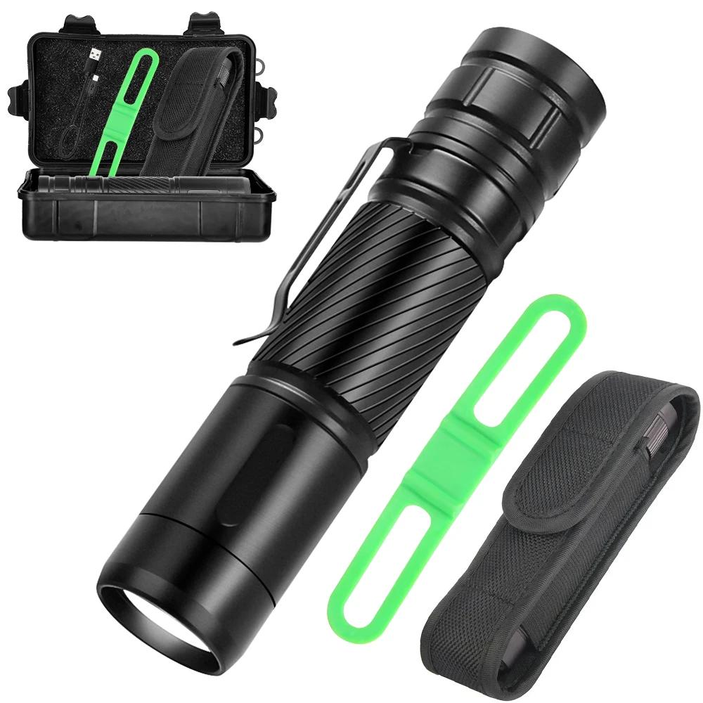 KDULIT Powerful LED Flashlight USB Rechargeable Built-in Battery Light  Waterproof Emergency Light Aluminum Alloy Tactical Torch