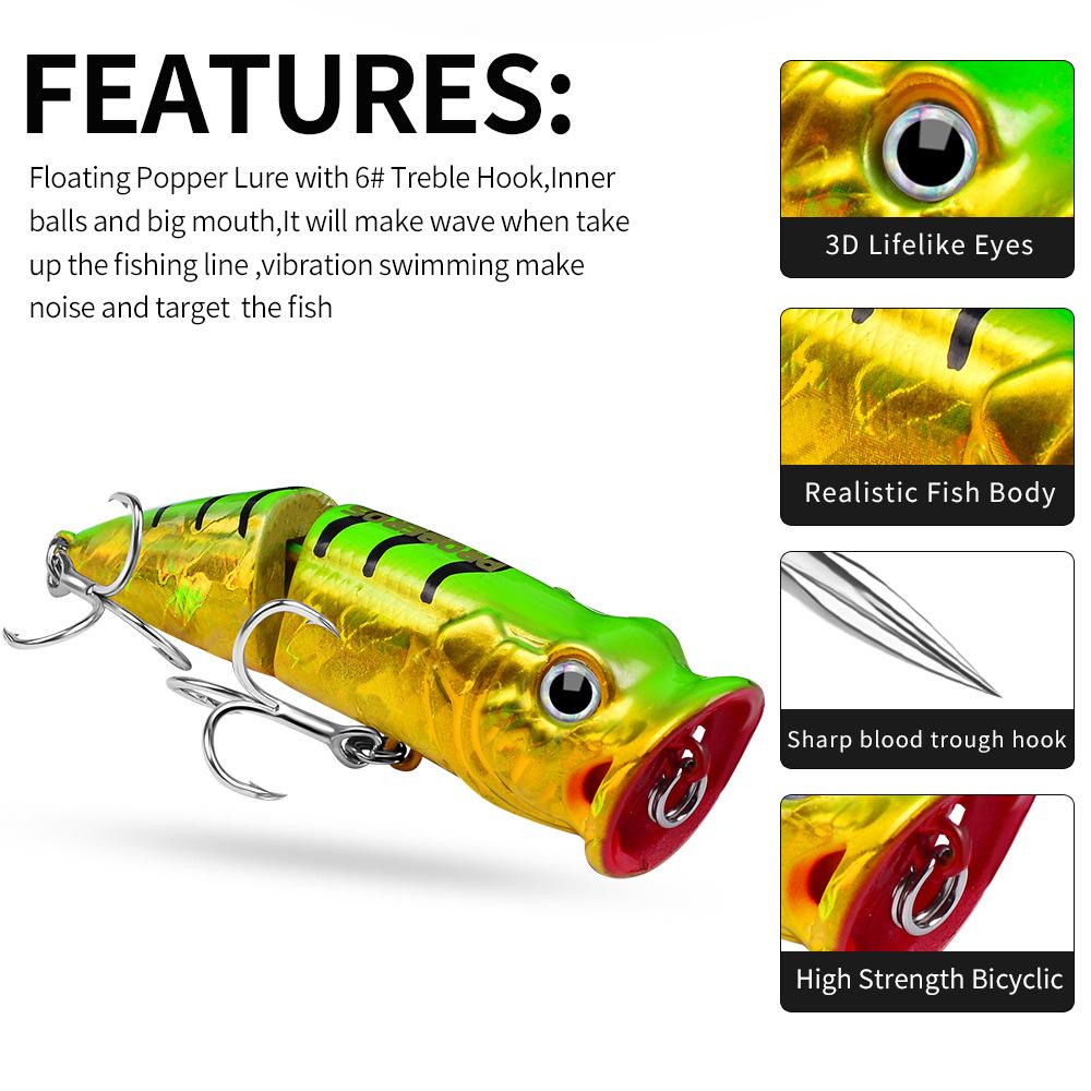 Floating Water Wave Climbing Road Subbait 7.3cm 11.5g Simulated Fish Bait Big Mouth Water System Poppa Bait Hard Bait