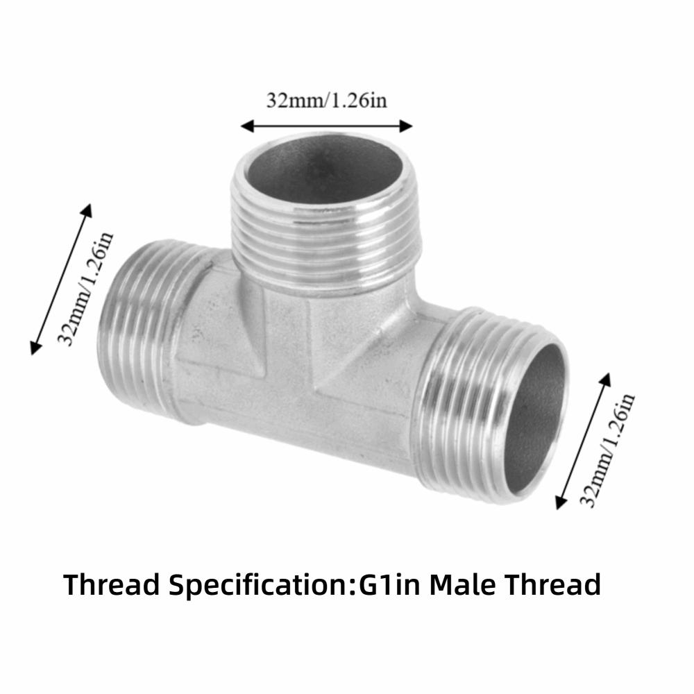 304 Stainless Steel Tee Connector G1in Male Thread Plumbing Accessory  Water System Fitting