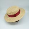Beige Red Woven Straw Hat Women'S Summer Straw Flat Top Top Top Top Hat Panama Retro Sunshade Resort Beach Foreign Trade Tide