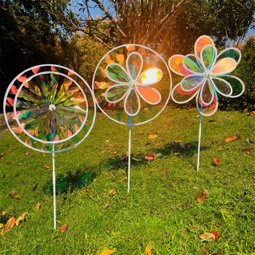 Diameter 27~38cm Rotating Sunflower Stake Standing Lawn Flower Pinwheel  Outdoor Party Picnic Decor