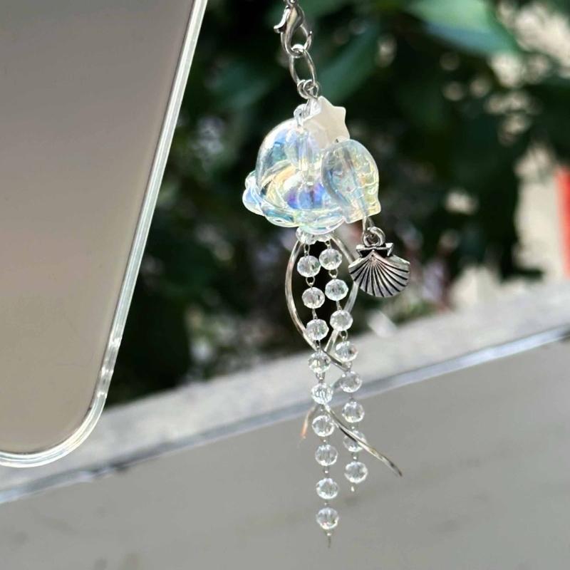 Jellyfish Phone Charm Keychain Pendant Phone Strap Acrylic Texture Phone Chain Suitable for Fashion Enthusiasts Present