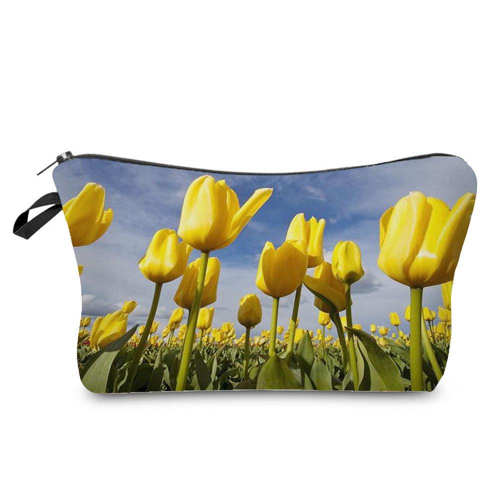 Damen Blumenmuster Kosmetiktasche Toilettenartikel Organizer Reiseaufbewahrungskoffer 6757