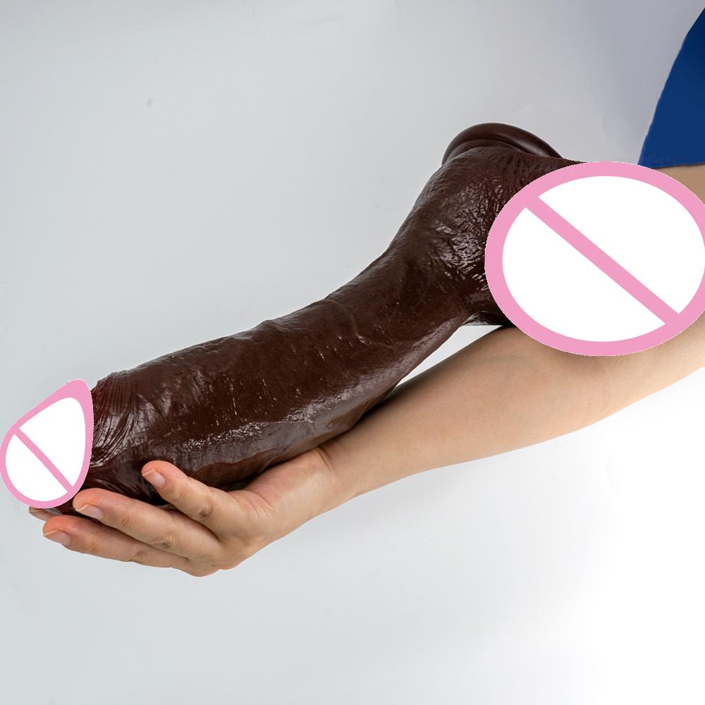 Realistic Long Dildo Black Anal Plug with Suction Cup Big Penis Butt Plug Long Dick Sex Toys for Women Men Phallus Anal Dilator