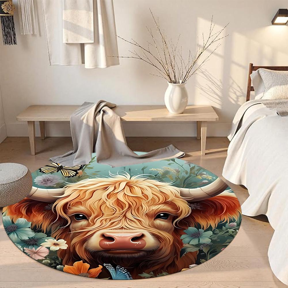 Yak Round Floor Mat Suitable for Living Rooms Study room Hallway Outdoor Antislip Round Carpet Anime Office Decor