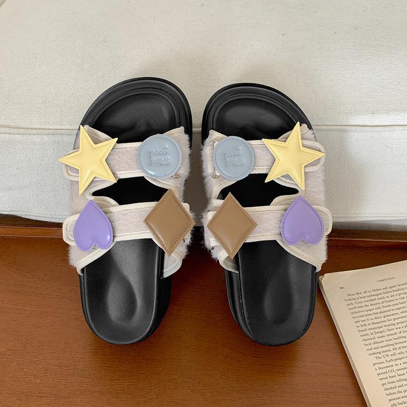 

Модные тапочки-шлепанцы на толстой подошве с противоскользящим рисунком «взрыв звезды», женские летние 2025, новые, с увеличивающей рост подошвой, сандалии на мягкой подошве 40 бежевый