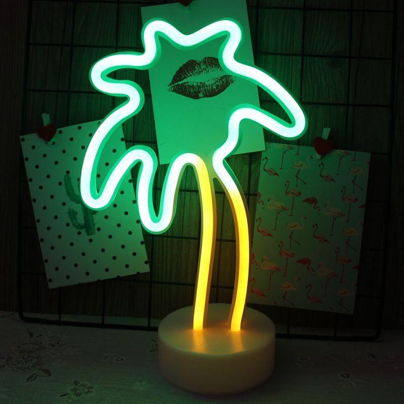 Shaped Led Cactus Neon Signs Light Holder Base Table Decoration Night Lamps