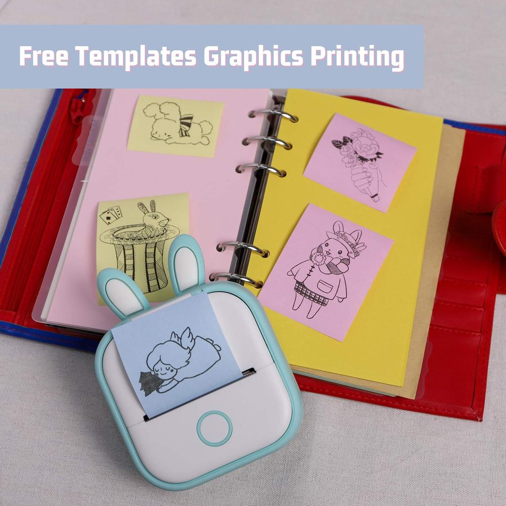 Colorful Thermal Paper for Phomemo M02/M02 Pro/M02S/M03 Pocket Printer, Black On Yellow/Blue/Pink, Non-adhesive, 53mm X 6.5m, Diameter 30mm