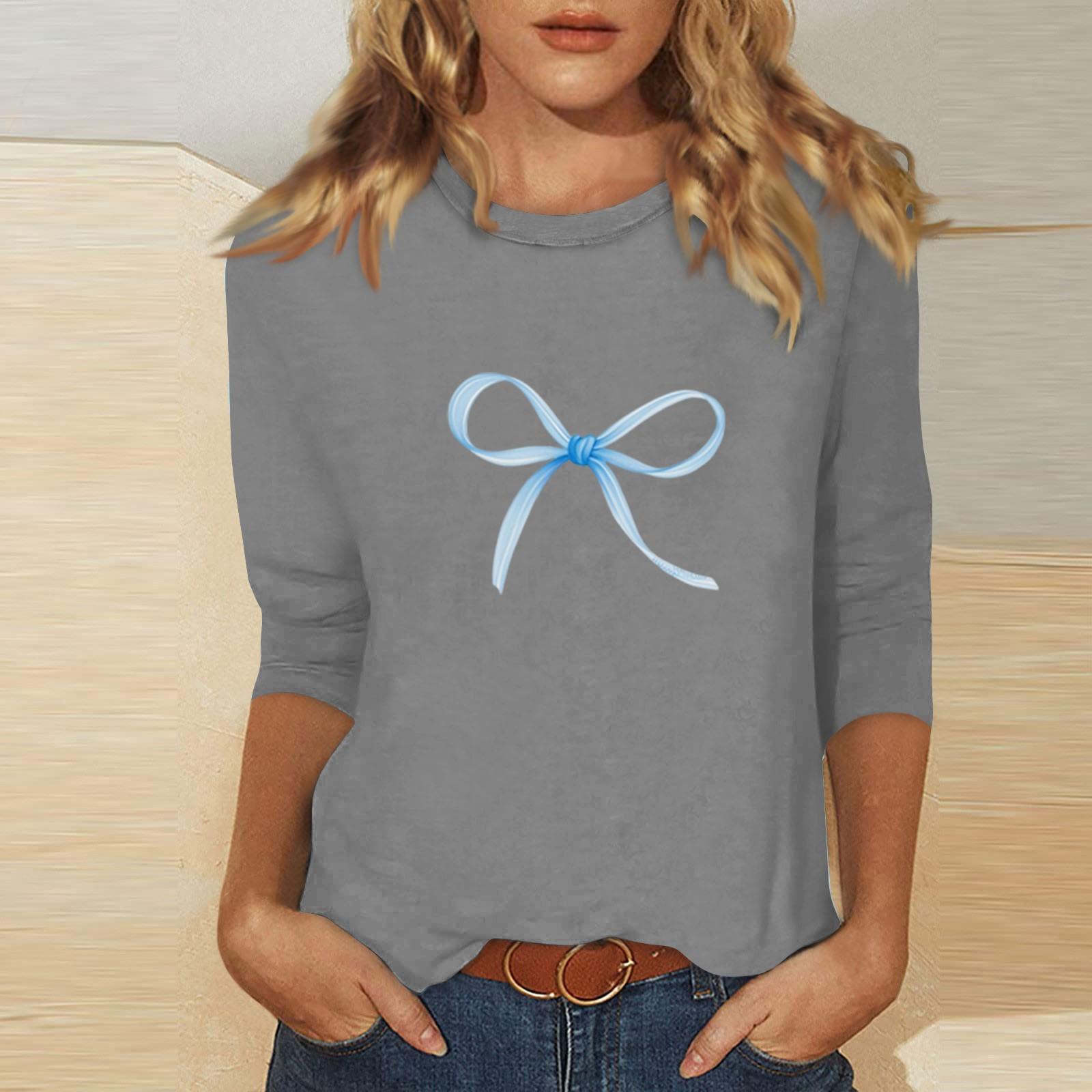 

Women s O-neck 3/4 Sleeve Print Top S