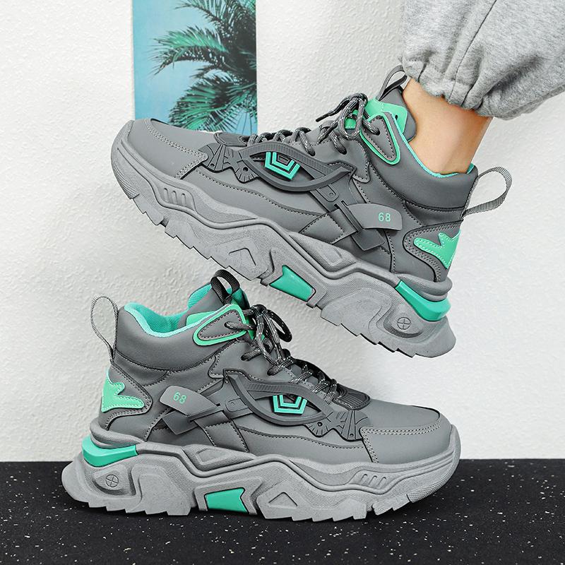 New Men's Fashion Casual High Top Sports Shoes Students Thick Sole Comfortable Sneakers Boys Male Classic Breathable Basketball Shoes
