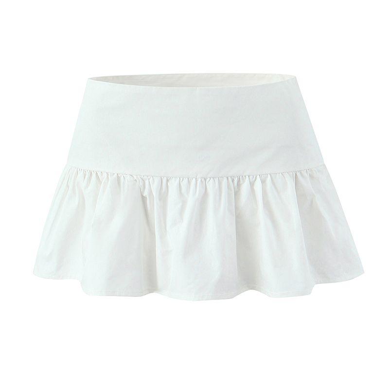 

Pure Girl French style Sweet and Spicy Style White Fishbone Drawstring Waist Tube Top Top A Word Skirt Pure Desire Set White overskirt L