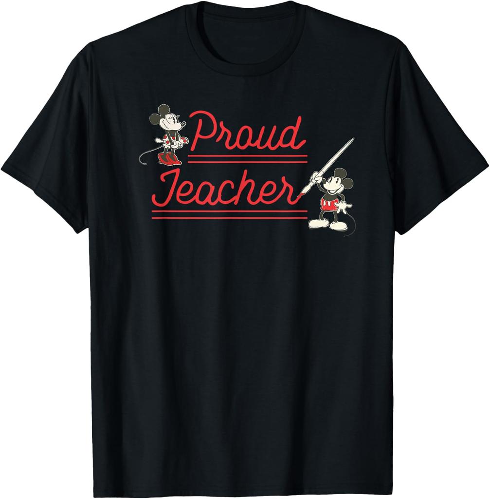 Fashion Casual Classic Mickey and Minnie Mouse Proud Teacher Retro T-Shirt Unisex