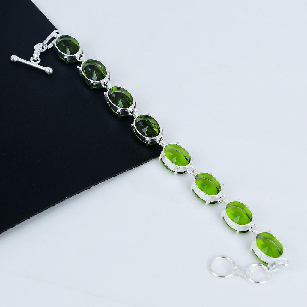 Dainty Peridot Gemstone Handmade 925 Sterling Silver Bracelet, Pink Kunzite Bracelet For Wife , Unisex Bracelet Thanksgiving Gift