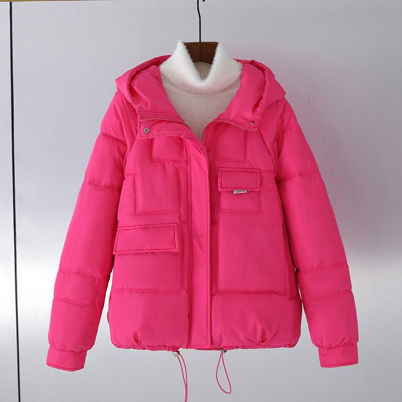 New Hooded Cotton Clothes Women's Loose Multi-pocket Cotton-padded Clothes Winter Bread Clothes Short Coat