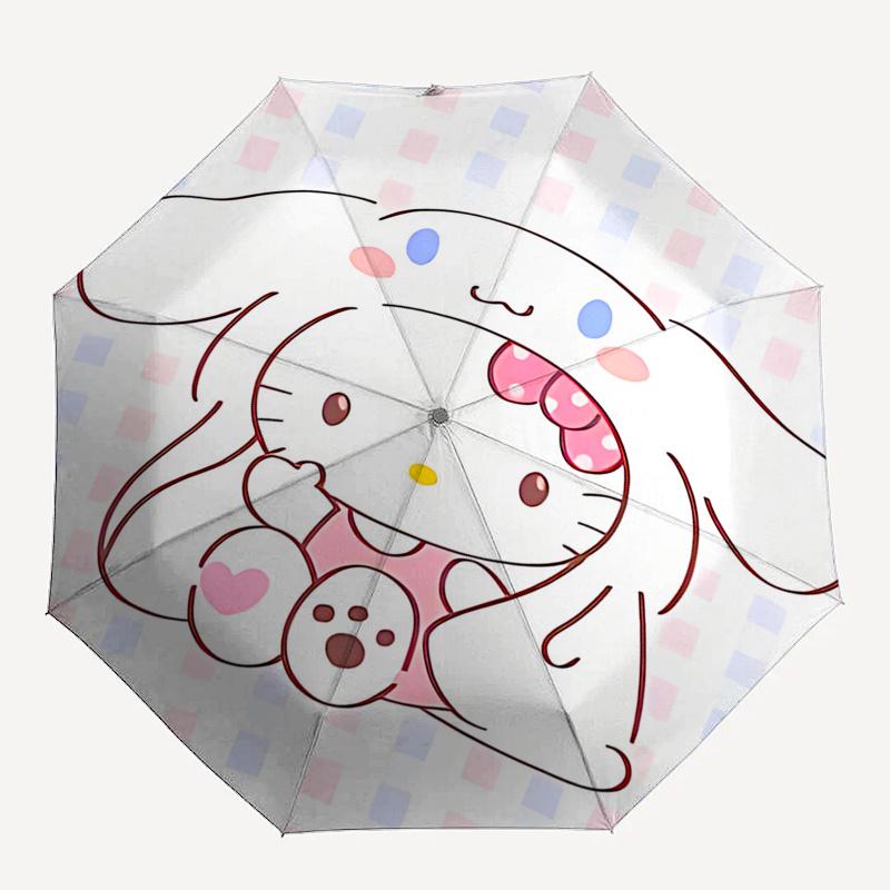1pc Hello Kitty Automatic Opening/Closing Umbrella - Portable Three-Fold Design with 8-Bone Iron Frame, Outdoor, Gift for Fans, Travelers, Everyday Us