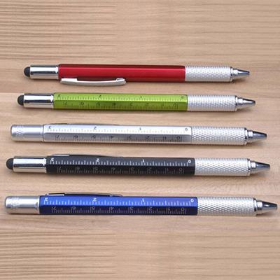 Pix cu bilă multifuncțional 6 în 1, stilou, nivelă cu bule, riglă, șurubelniță