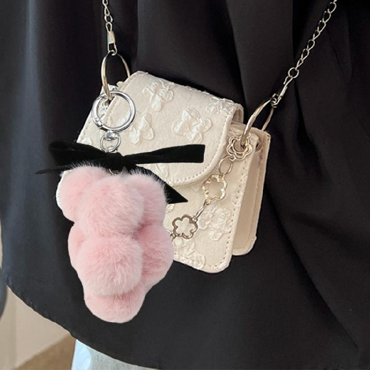 Unique Grape Plush Keychain with Bowknot Soft Grape Pendant Plush Bowknot Key Chain Lightweight for Daily Use Travel