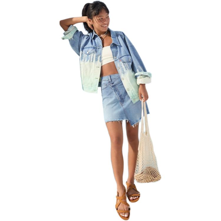 Levis Cool Series American Vintage Loose Casual Lapel Long Sleeve Denim Jacket Women Jackets Light-Blue 002Z0-0000