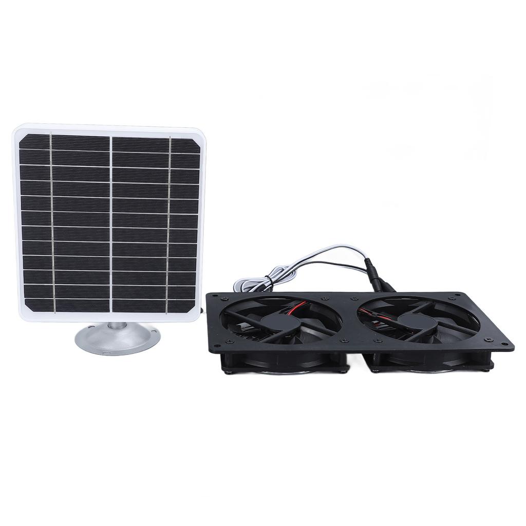 20W Solar Panel Solar Powered Dual Exhaust Fan Kit for Chicken Coops Greenhouses Sheds Pet Houses