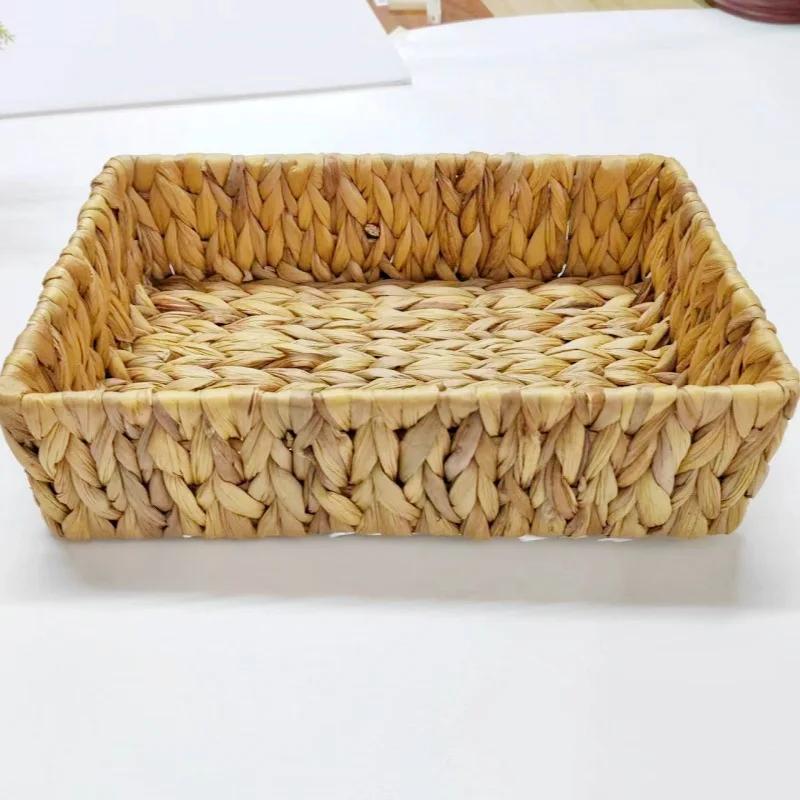 Europa Weidenkorb Rechteckiger Seegras-Korb Kasten Geflochtener Rattan-Behälter Regal-Organizer Küche Haus Badezimmer Dekor