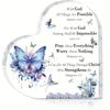 Regalo Cristiano Religione Santa, Fiori Farfalla Viola, Regalo Ispiratore, Con Versetti Biblici e Preghiera Decorazione Desktop Cristiana per Donne, Asilo