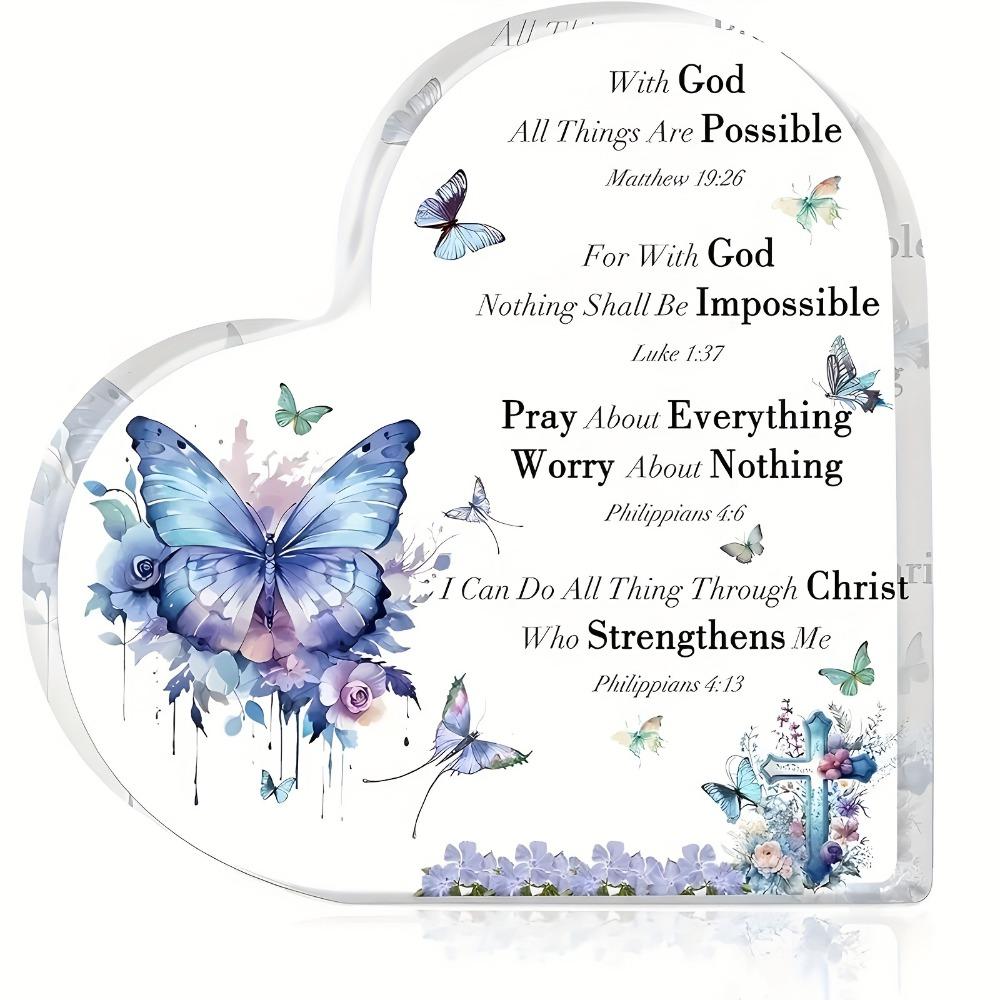 Regalo Cristiano Religione Santa, Fiori Farfalla Viola, Regalo Ispiratore, Con Versetti Biblici e Preghiera Decorazione Desktop Cristiana per Donne, Asilo