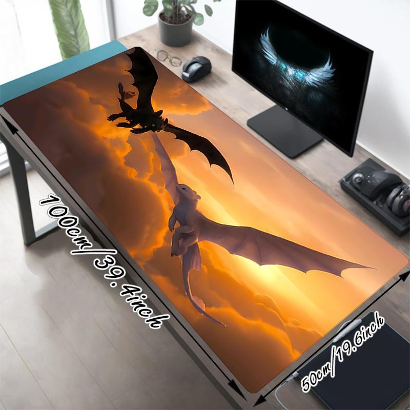 1Pc Dragon Flight Sunset Gaming Mouse Pad Keyboard Desk Mat Non-slip Rubber Lock Edge Waterproof Computer Mousepad for Office Home Decor S1461