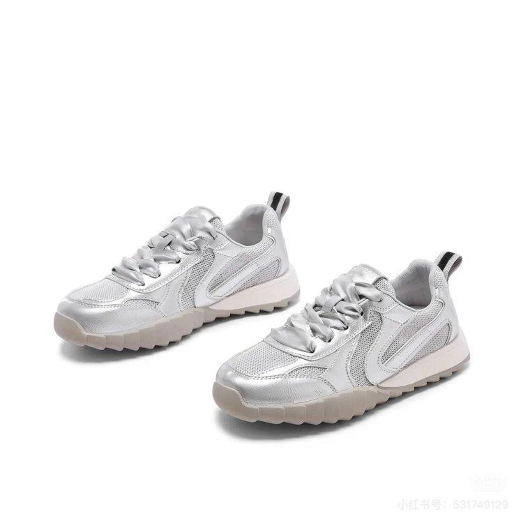 

New mesh breathable sports shoes women s summer casual versatile non-slip mesh shoes soft-soled small white single shoes 40 серебряный