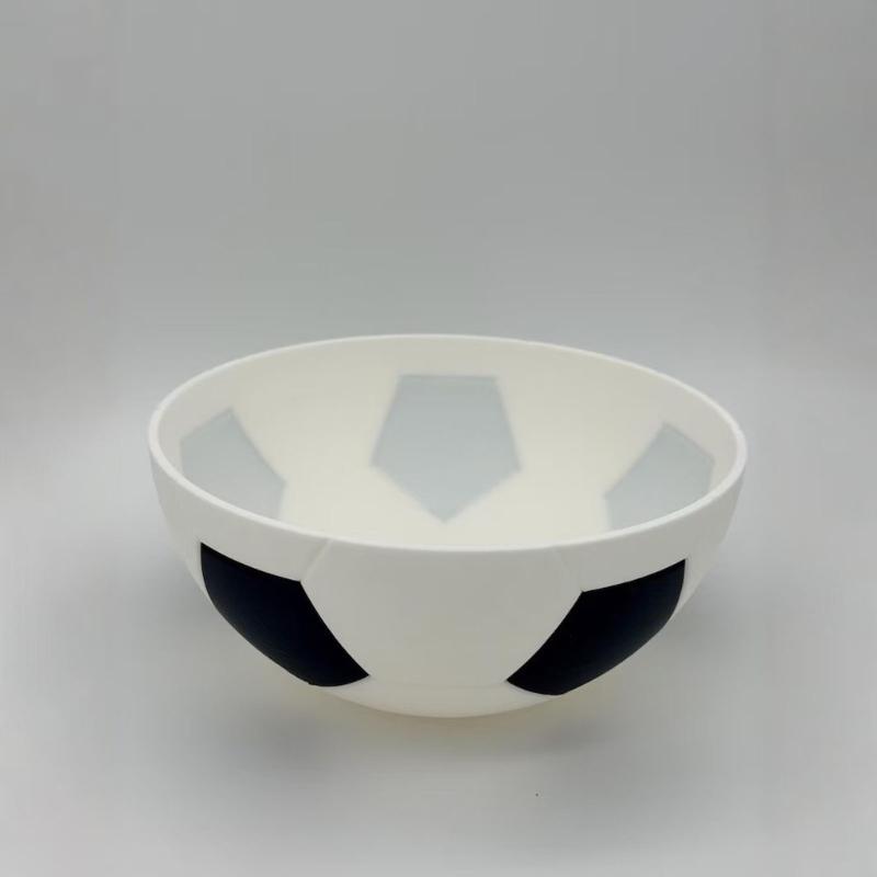 Snack Tray with Center Cup Slot, Soccer Style Serving Bowl for Sports Table Use, Ball Pattern Dish for Chips