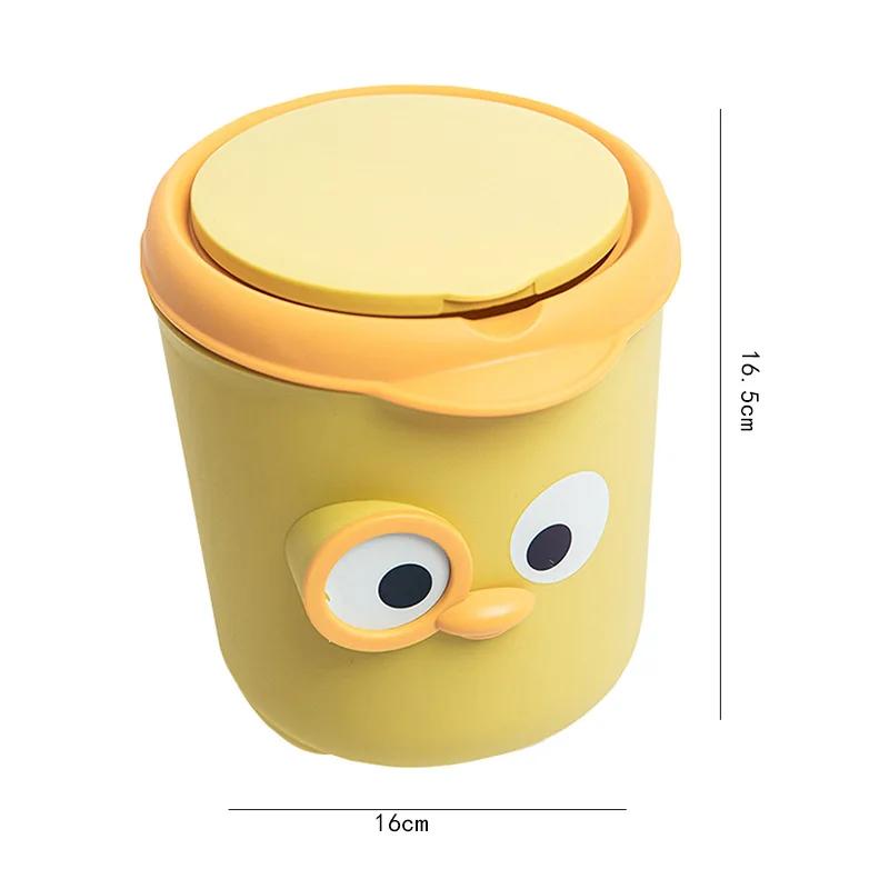 Mini Desktop Trash Can Cute Dustbin INS Simple Belt Lid Small Storage Bucket Kitchen Basket Garbage Bin for Office Home Rubbish