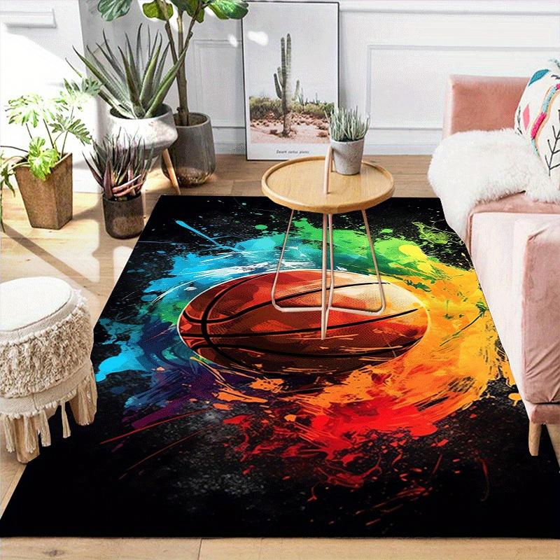 1pc Basketball Pattern Area Rug, Anti Slip Non Shedding Stain Resistant Carpet