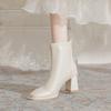 Coarse heel Martin boots women's autumn and winter new versatile simple square head high heel thin elastic short boots