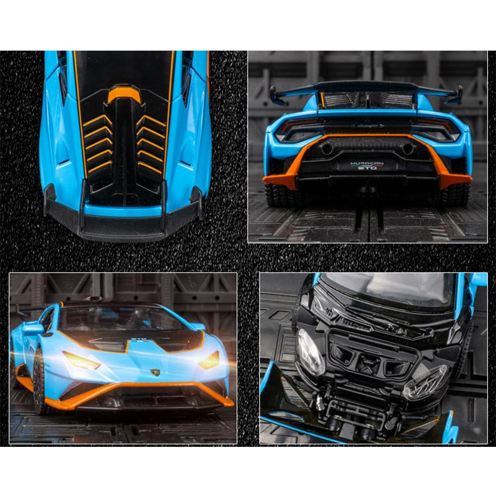Lambor Hurricane STO Sportwagenmodell im Maßstab 1/32, Druckgussmetall und Spielzeugauto, Ton- und Lichtmodell, Pullback-Serie, Spielzeuggeschenke