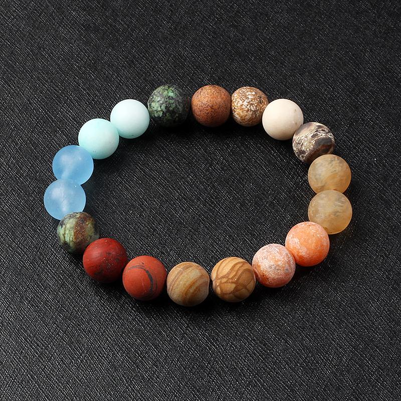 Universe Galaxy Eight Planets Bracelets Solar System Guardian Star Natural Stone Beads Bangles for Women Jewelry Drop Shipping