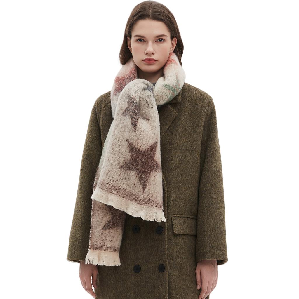 European and American Style Women's Fashion Autumn and Winter Warm Shawl Gradient Color Pashmina Jacquard Star Scarf