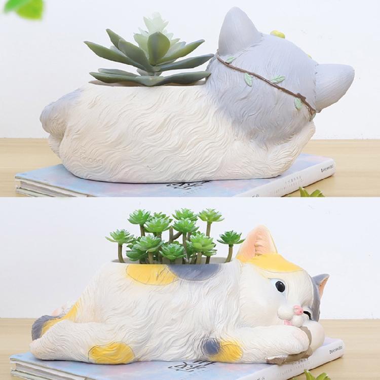 Succulent Plant Pot with Hole Flower Planter Flowerpot Lovely Little Cat Decor