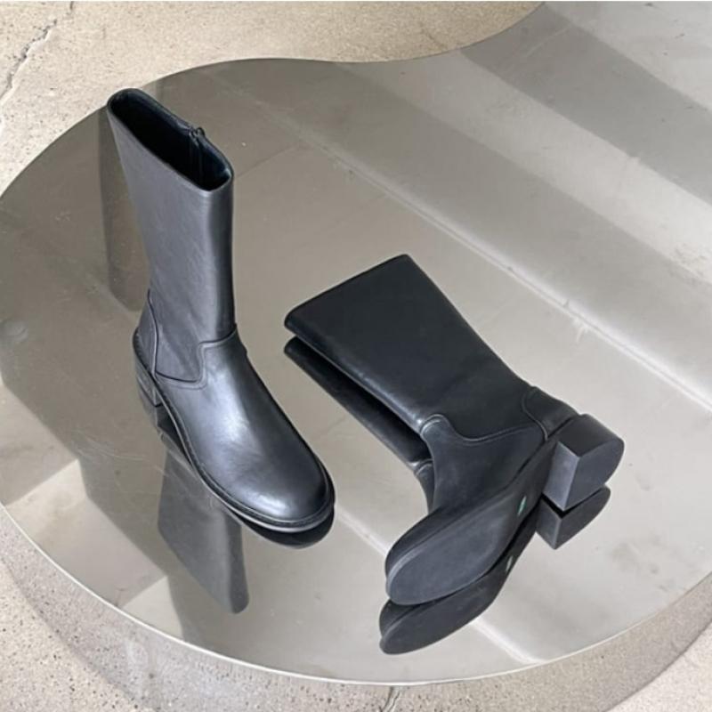 Melting Brown Women Middle Boots Autumn Black