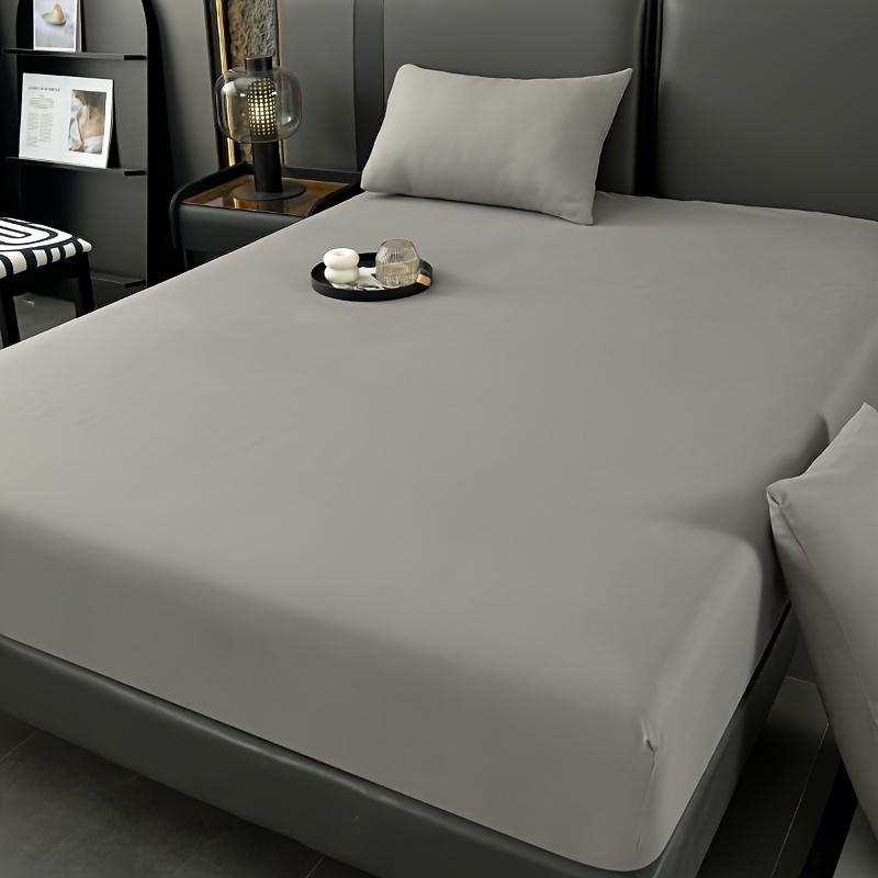 

100% Waterproof Mattress Cover with Deep Pocket Solid Color Anti-mite Fitted Bed Sheet Mattress Protector Bed Cover King Queen 2xPillowcase NOSHEET