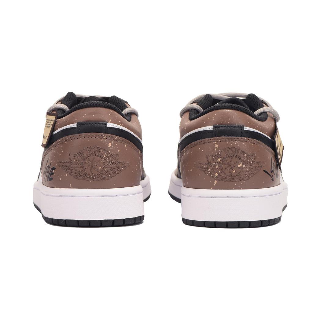 Jordan Air Jordan 1 Slip Resistant Coverage Low top Vintage Basketball Shoes Men's Black Brown 553558-132(Team-)