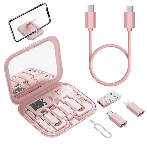Дорожный адаптер USB-C Kit для IPhone, Pixel и Galaxy: USB-A на C, Micro-USB на C, Type-C на Lightning, Короткий кабель USB-C, OTG, Зеркальный чехол