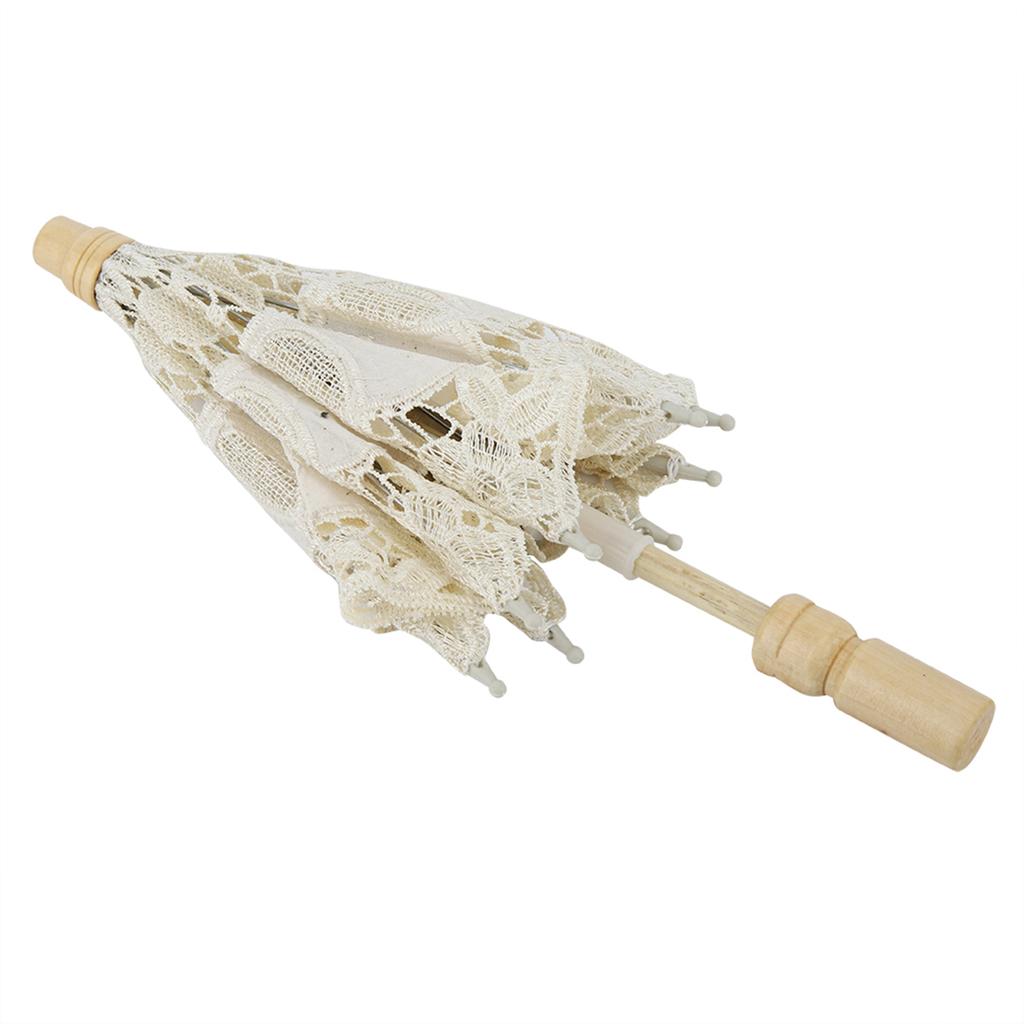 Svatební deštník Krajka Bavlna Výšivka Slunečník Svatební potřeby(Bílý )