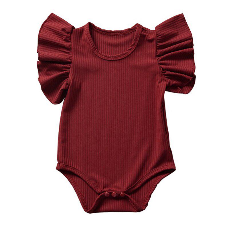 Summer Born Baby Girls Ruffles Romper Short Sleeve Jumpsuit Ribbed Knitted Romper Infant Summer Clothes High Quality Outfits